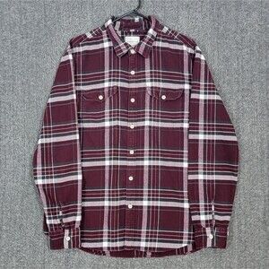 American Eagle Shirt Mens XL Maroon Plaid Flannel Super Soft With Flap Pockets